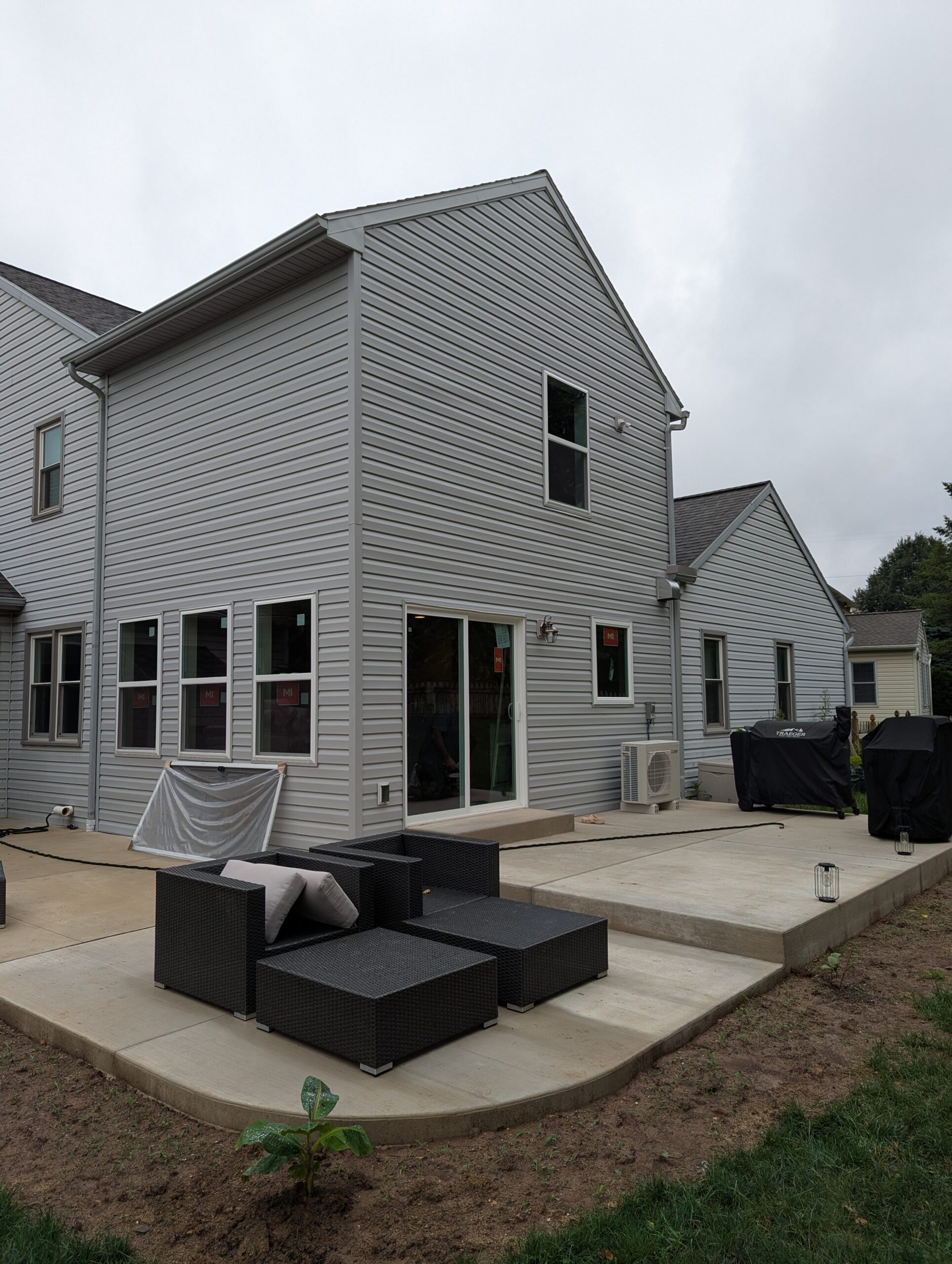 A home addition completed on a grey house